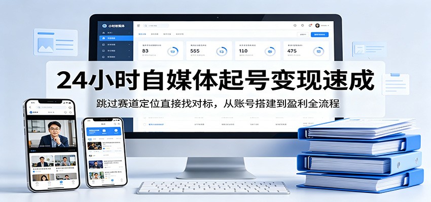 24小时自媒体起号变现速成，跳过赛道定位直接找对标，从账号搭建到盈利全流程| 网创圈