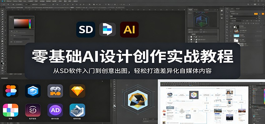 零基础AI设计创作实战教程：从SD软件入门到创意出图，轻松打造差异化自媒体内容| 网创圈