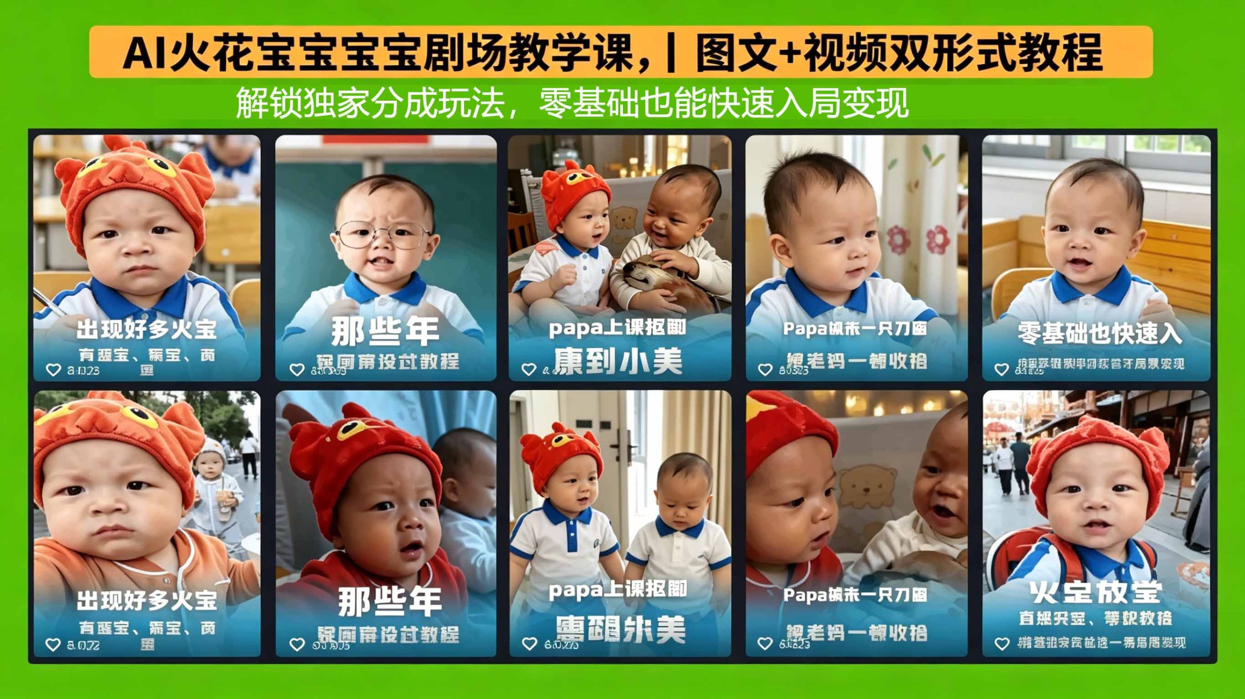 AI火花宝宝宝宝剧场教学课，图文+视频双形式教程，解锁独家分成玩法，零基础也能快速入局变现| 网创圈