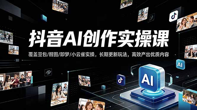 抖音AI创作变现课，覆盖豆包/醒图/即梦/小云雀实操，长期更新玩法，高效产出优质内容| 网创圈