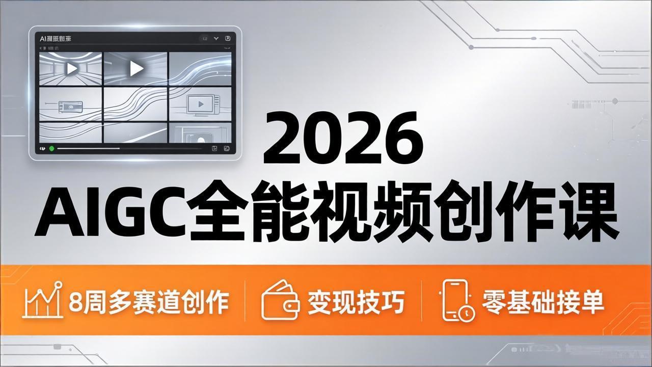 2026AIGC全能视频创作课，8周吃透多赛道创作+变现，零基础也能高效出片接单| 网创圈
