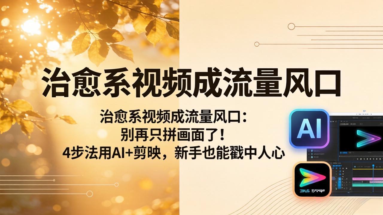 治愈系视频成流量风口：别再只拼画面了！4步法用AI+剪映，新手也能戳中人心| 网创圈