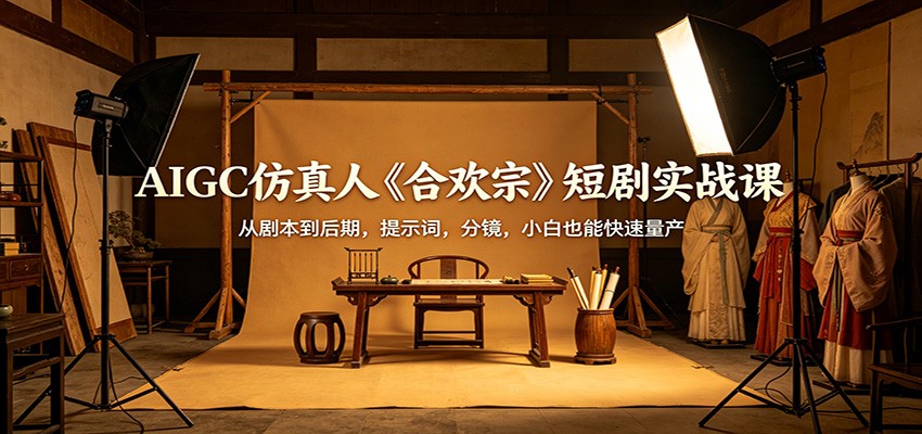 AIGC仿真人《合欢宗》短剧实战课：从剧本到后期，提示词，分镜，小白也能快速量产| 网创圈