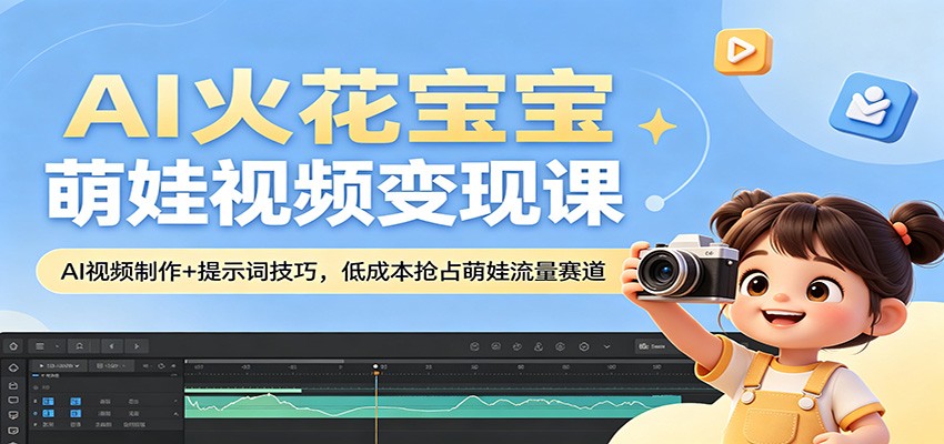 AI火花宝宝萌娃视频变现课：AI视频制作+提示词技巧，低成本抢占萌娃流量赛道| 网创圈