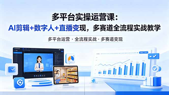 某团队多平台实操运营课-更新26年4月29：AI剪辑+数字人+直播变现，多赛道全流程实战教学| 网创圈