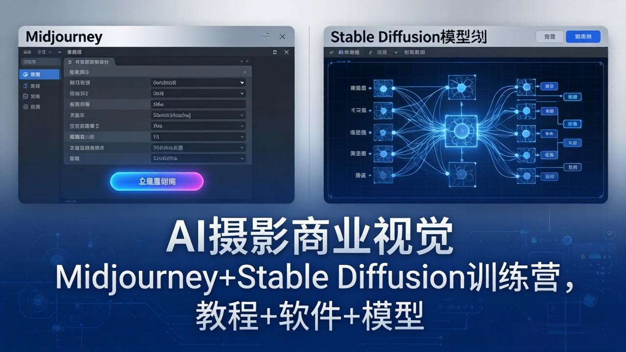 AI摄影商业视觉Midjourney+Stable Diffusion训练营，教程+软件+模型| 网创圈