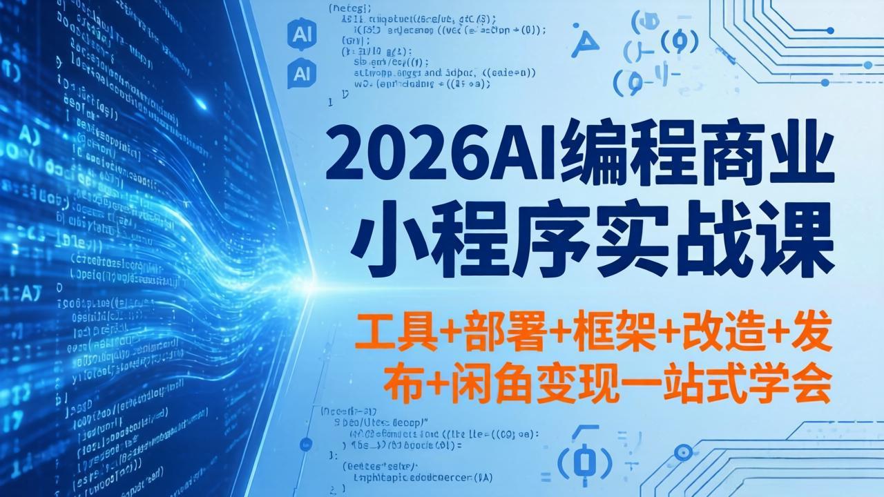 2026AI编程商业小程序实战课，工具+部署+框架+改造+发布+闲鱼变现一站式学会| 网创圈