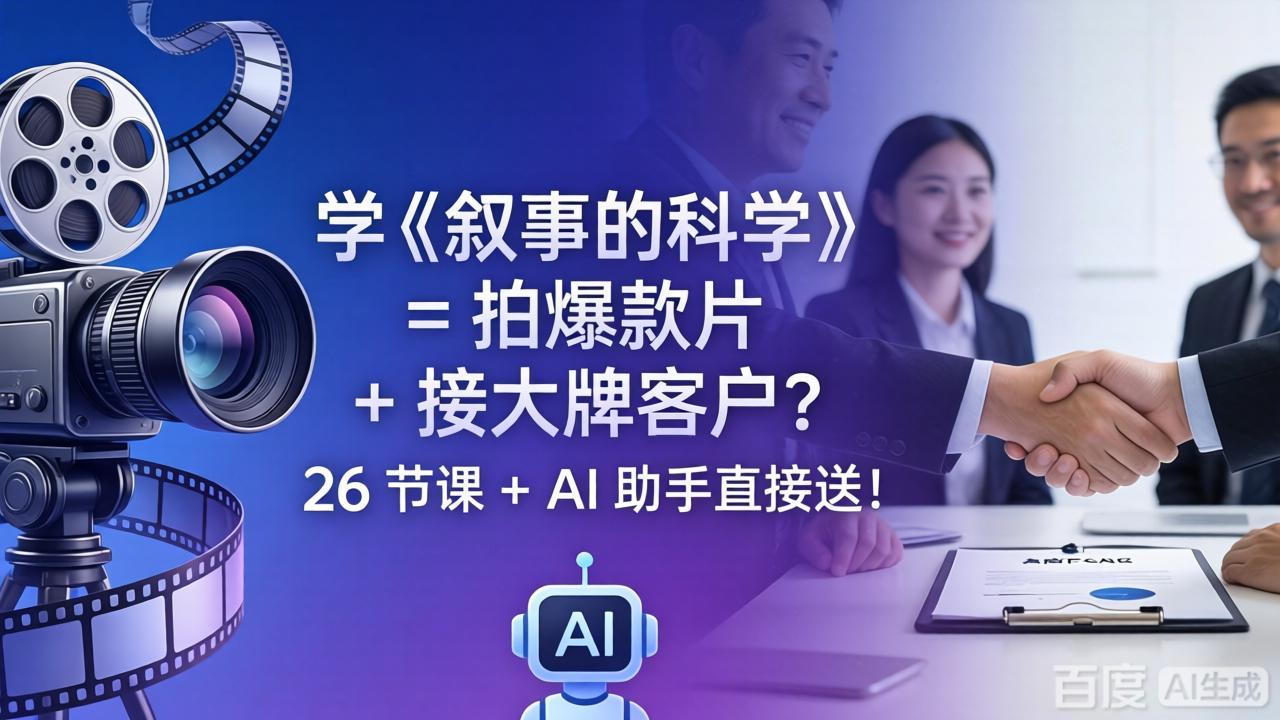 学《叙事的科学》= 拍爆款片 + 接大牌客户？26 节课 + AI 助手直接送！| 网创圈