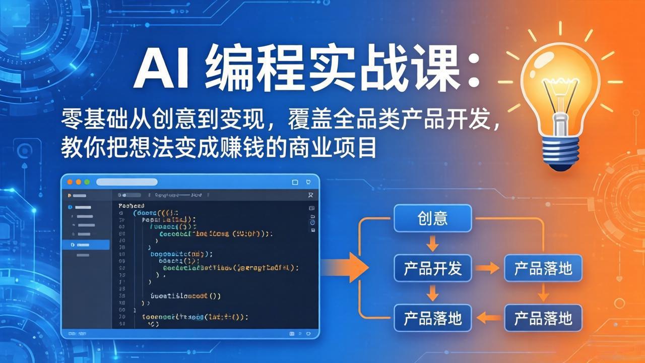 AI编程实战课-第三期-5月3更新：零基础从创意到变现，覆盖全品类产品开发，把想法变成赚钱项目| 网创圈