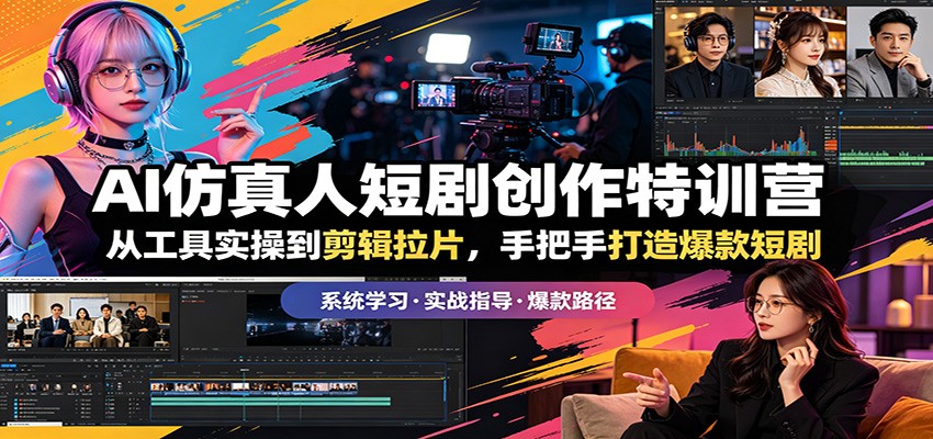 AI仿真人短剧创作特训营：从工具实操到剪辑拉片，手把手打造爆款短剧| 网创圈