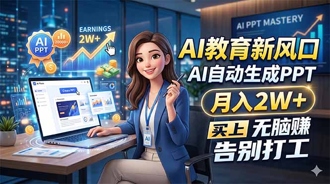 AI教育新风口，AI自动生成PPT，月入2W+，无脑赚，告别打工| 网创圈
