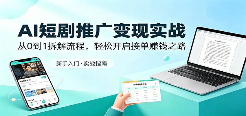 AI短剧推广变现实战：从0到1拆解流程，轻松开启接单赚钱之路| 网创圈