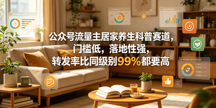 公众号流量主居家养生科普赛道，门槛低，落地性强，转发率比同级别99％都要高| 网创圈