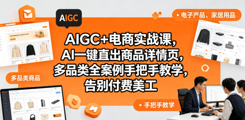 AIGC+电商实战课，AI一键直出商品详情页，多品类全案例手把手教学，告别付费美工| 网创圈
