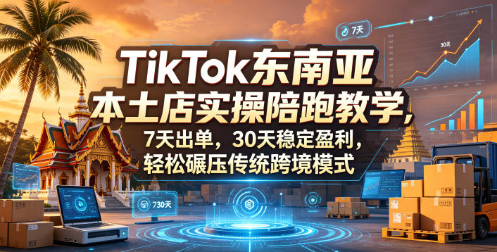 TikTok东南亚本土店实操陪跑教学，7天出单，30天稳定盈利，轻松碾压传统跨境模式| 网创圈