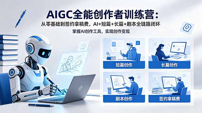 AIGC全能创作者训练营：从零基础到签约拿稿费，AI+短篇+长篇+剧本全链路闭环| 网创圈