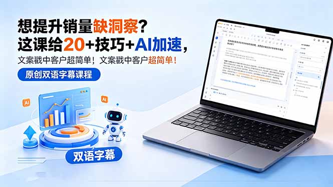 想提升销量缺洞察？这课给 20 + 技巧 + AI 加速，文案戳中客户超简单！【原创双语字幕】| 网创圈