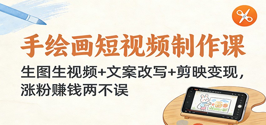 手绘画短视频制作课：生图生视频+文案改写+剪映变现，涨粉赚钱两不误| 副业网
