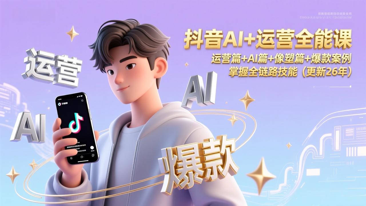 抖音AI+运营全能课，运营篇+AI篇+像塑篇+爆款案例，掌握全链路技能(更新26年| 副业网