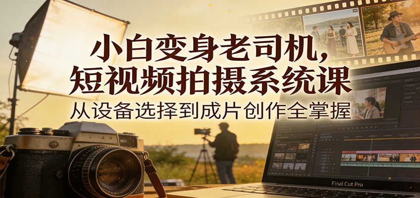 小白变身老司机，短视频拍摄系统课，从设备选择到成片创作全掌握| 副业网