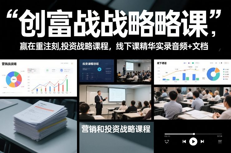 创富战略课，赢在重注时刻，营销和投资战略课程，线下课精华实录音频+文档| 副业网