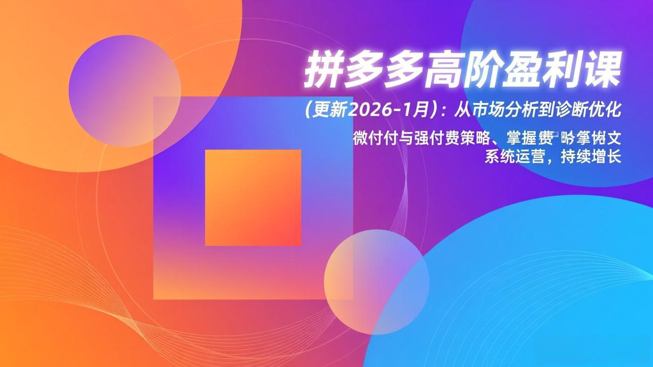 拼多多高阶盈利课(更新2026-1月| 副业网