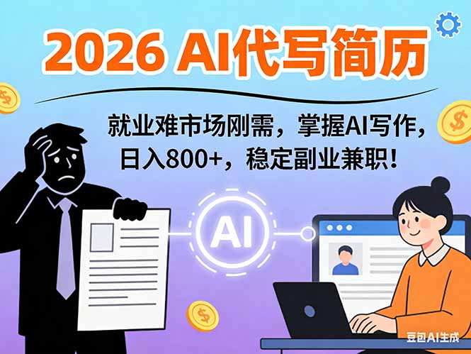 AI代写简历，超暴利，用万能模板月入1-3万实战教程，2026年市场刚需！| 副业网