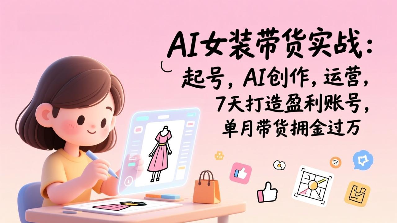 AI女装带货实战：起号，AI创作，运营，7天打造盈利账号，单月带货佣金过万| 副业网