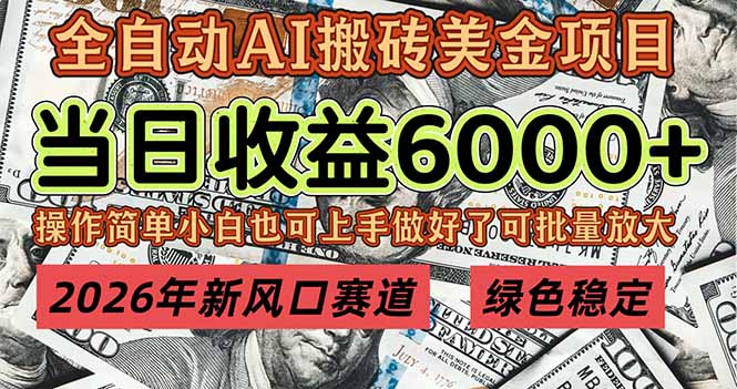2026年新风口赛道，当日6000+以上，可批量放大，月收入20万+，长期绿色稳定的项目| 副业网