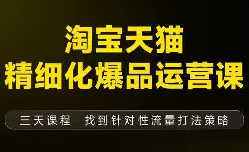 猫课子幽·淘宝天猫精细化爆品运营【音频+字幕+文档】(9月12-14杭州线下课)| 副业网
